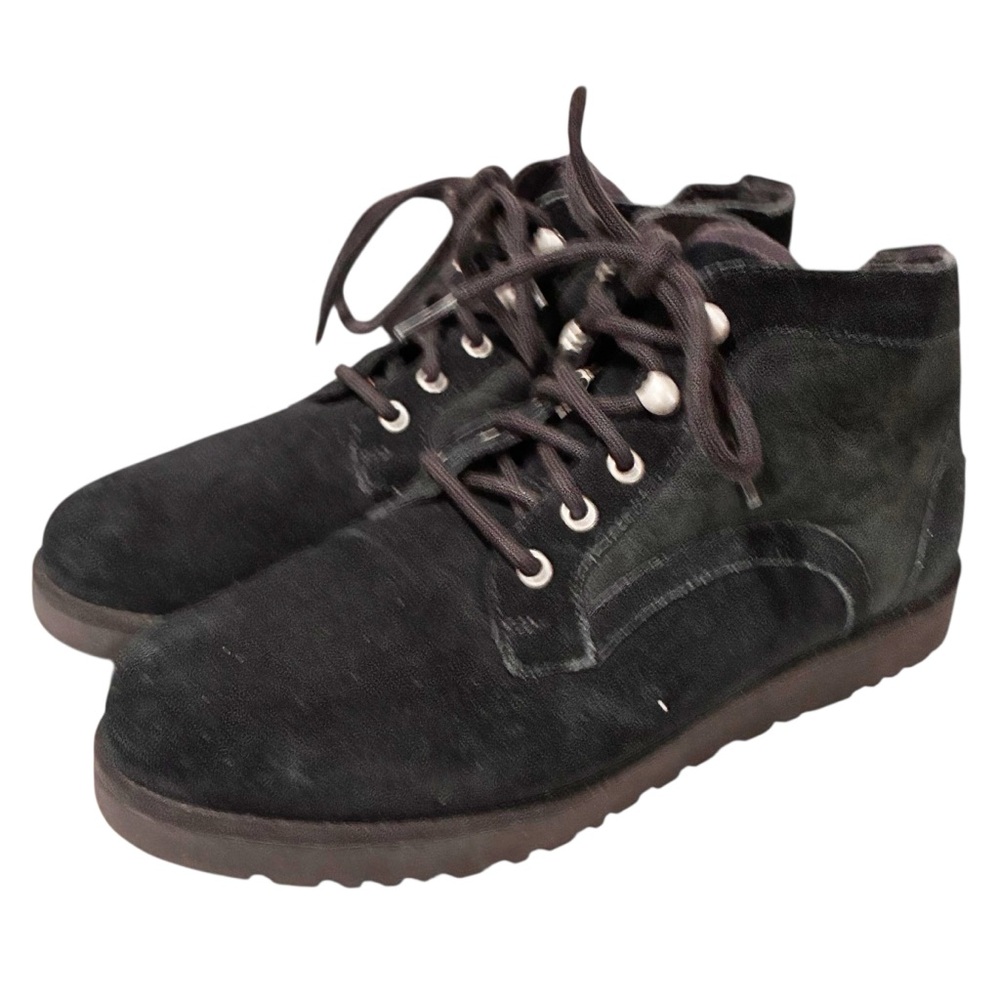 UGG Women’s Bethany Black Suede Lace Up Sheepskin Booties SN 1012532 Size 9